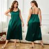 Women’s Plus Size Sling Nightgowns Satin Imitation Silk Pajama Dresses Oversized Sleepshirts Nightwear Large Size Home Casual Wear Lounge Dress