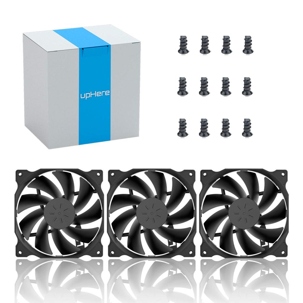 upHere PC Case Fan 120mm Case Cooler Silent Type Computer Fan 4-pin Connector 3 Black [12BK4-3]