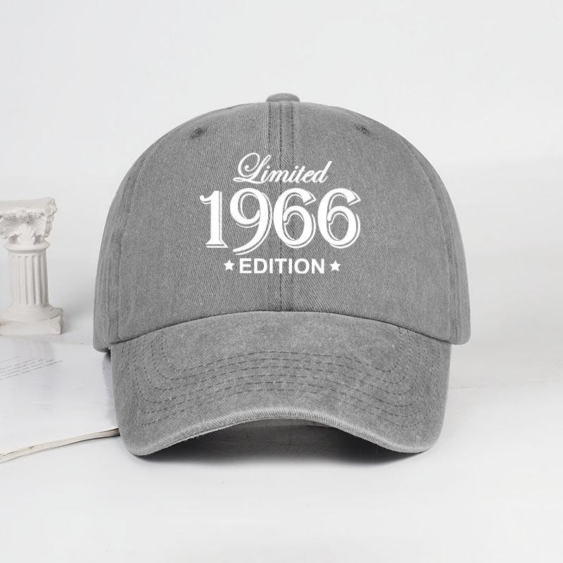 "Limited 1966 Edition" Print Washed Baseball Cap Adjustable Unisex Vintage Birthday Sun Hat