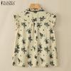 ZANZEA Damen Sommer Casual Rundhals Ärmellos Locker Print Westen Tops