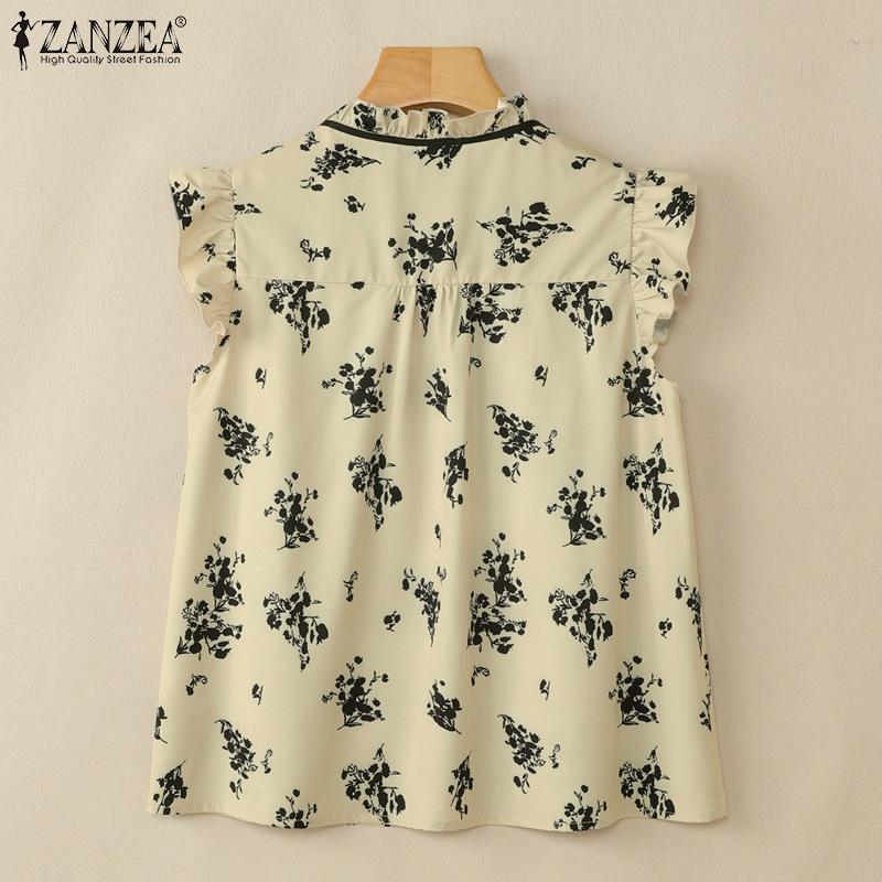 ZANZEA Women Summer Casual Round Neck Sleeveless Loose Print Vest Tops