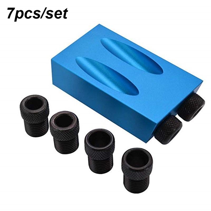 

Woodworking Oblique Pocket Hole Locator Jig Kit 15 Degree Angle Drill Guide Set Hole Puncher DIY Carpentry Tools Drill Bits