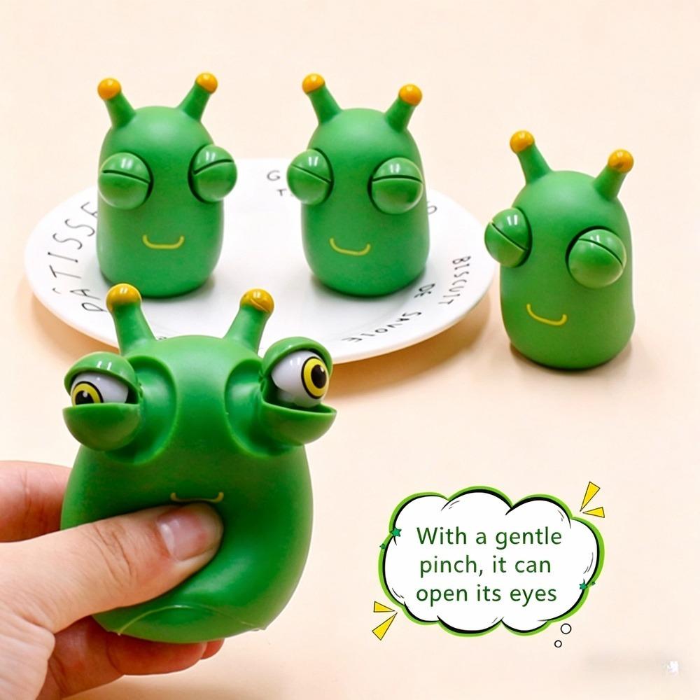 Juguete divertido para apretar con forma de globo ocular, oruga de ojo verde, juguetes para pellizco, alivio del estrés para niños y adultos, juguete creativo de descompresión