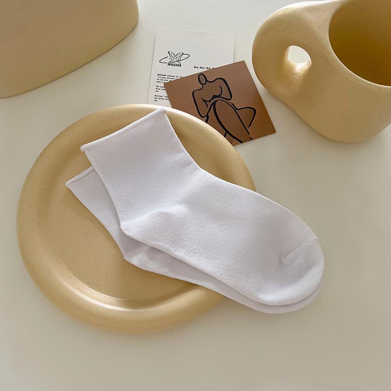 

Girls White Loafer Socks - Thin Cotton, Rolled Edge, Mid-Calf, Summer/Spring Japanese Style One Size чистый белый