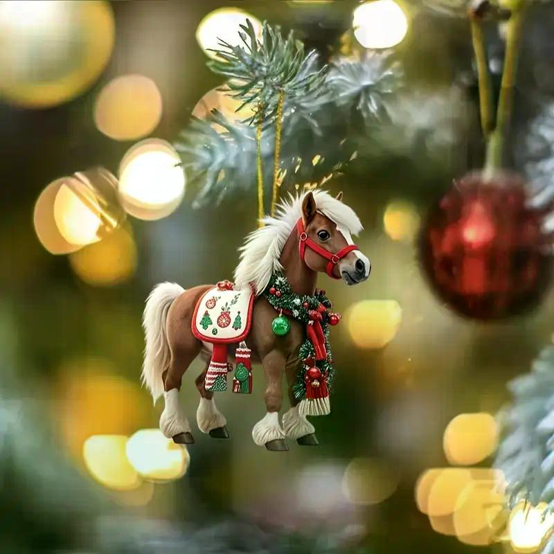 1/3Pcs Elegant Christmas Horse 2D Acrylic Decorations Hanging On Christmas Trees As Christmas Home Decorations Xmas Party Gifts