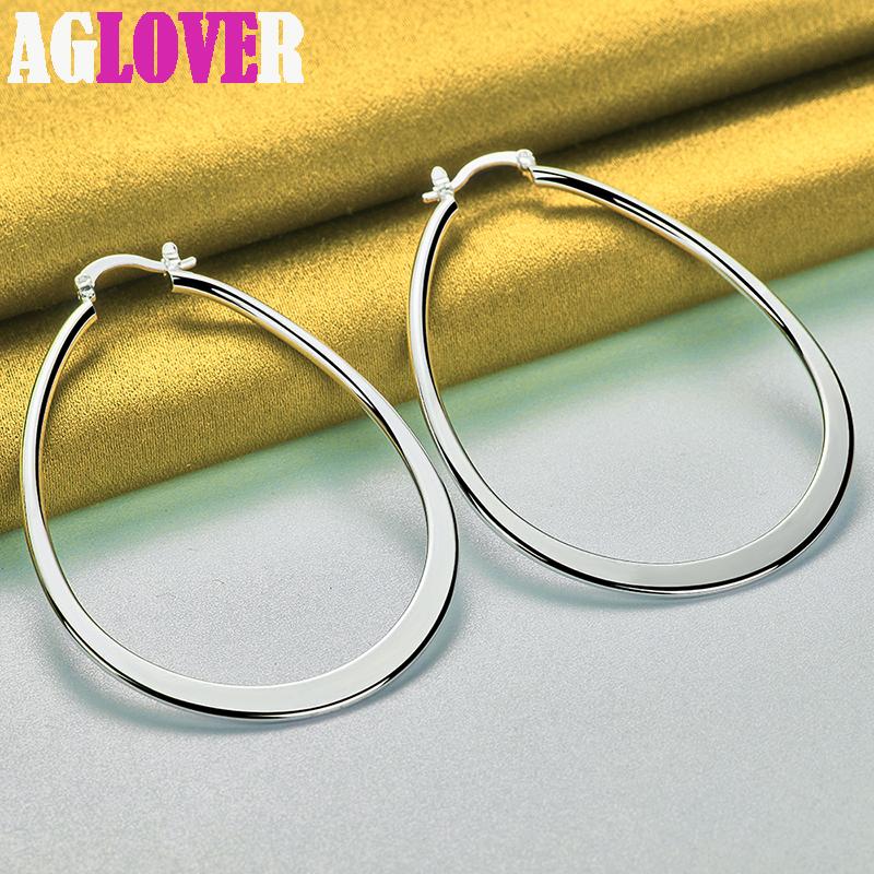 925 Sterling Silver Smooth Big Circle Hoop Earring Jewelry