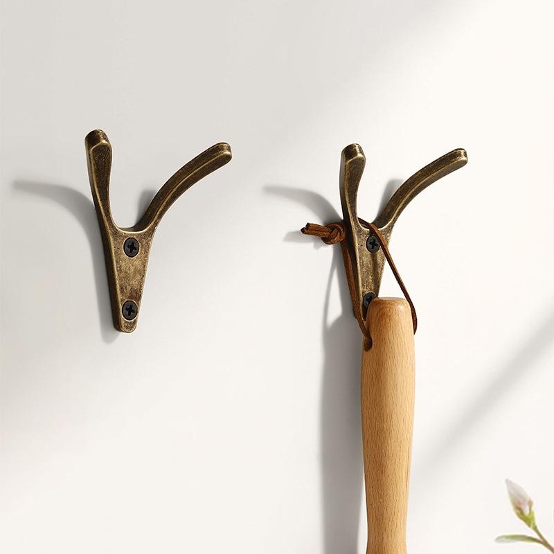 1Pcs Zinc Alloy Bronze Wall Mounted Hook Rustic Key Coat Bag Hat Hanger Robe Hooks Hanging Kitchen Bathroom Room Coat Rack Hooks