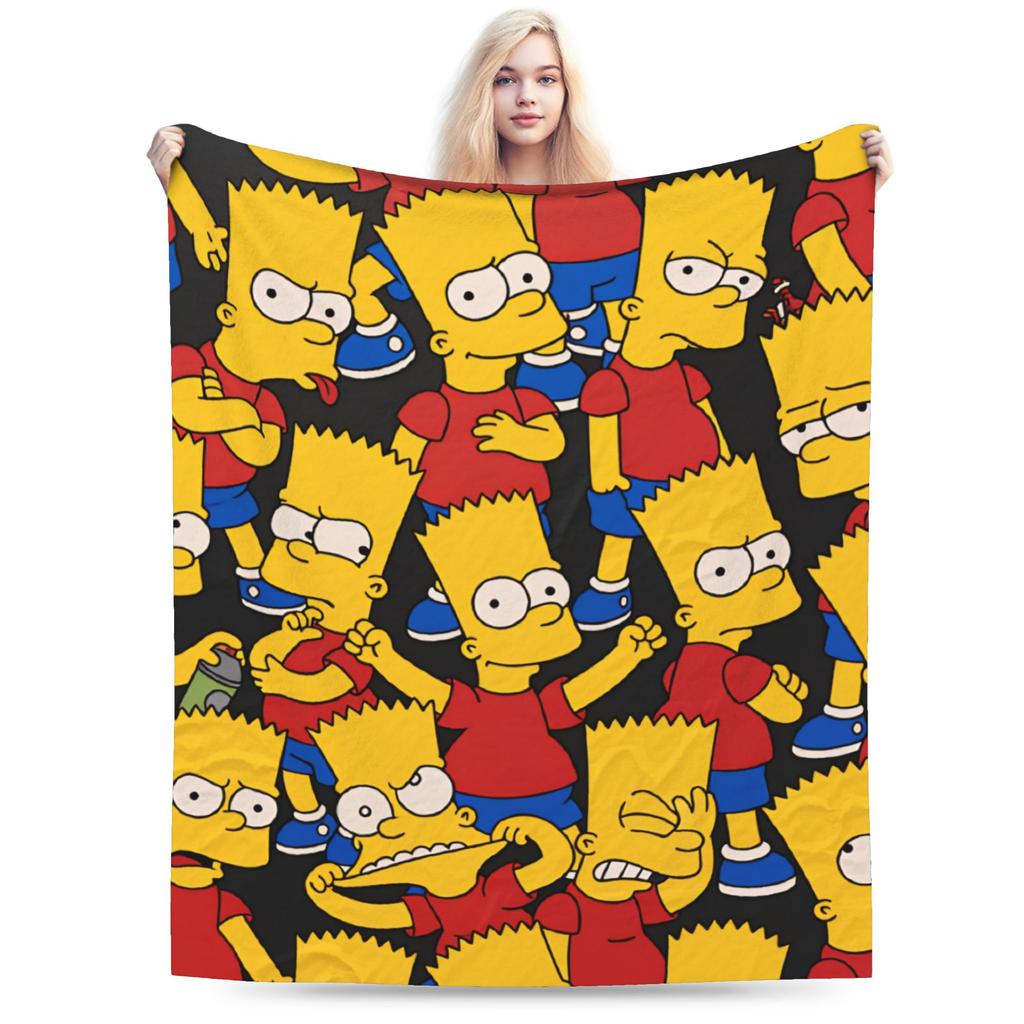 Bart S-Simpsons Character Blanket Girl Flannel Throw Blanket For Chair Sofa Bed Super Soft Design Quality Bedspread Gift