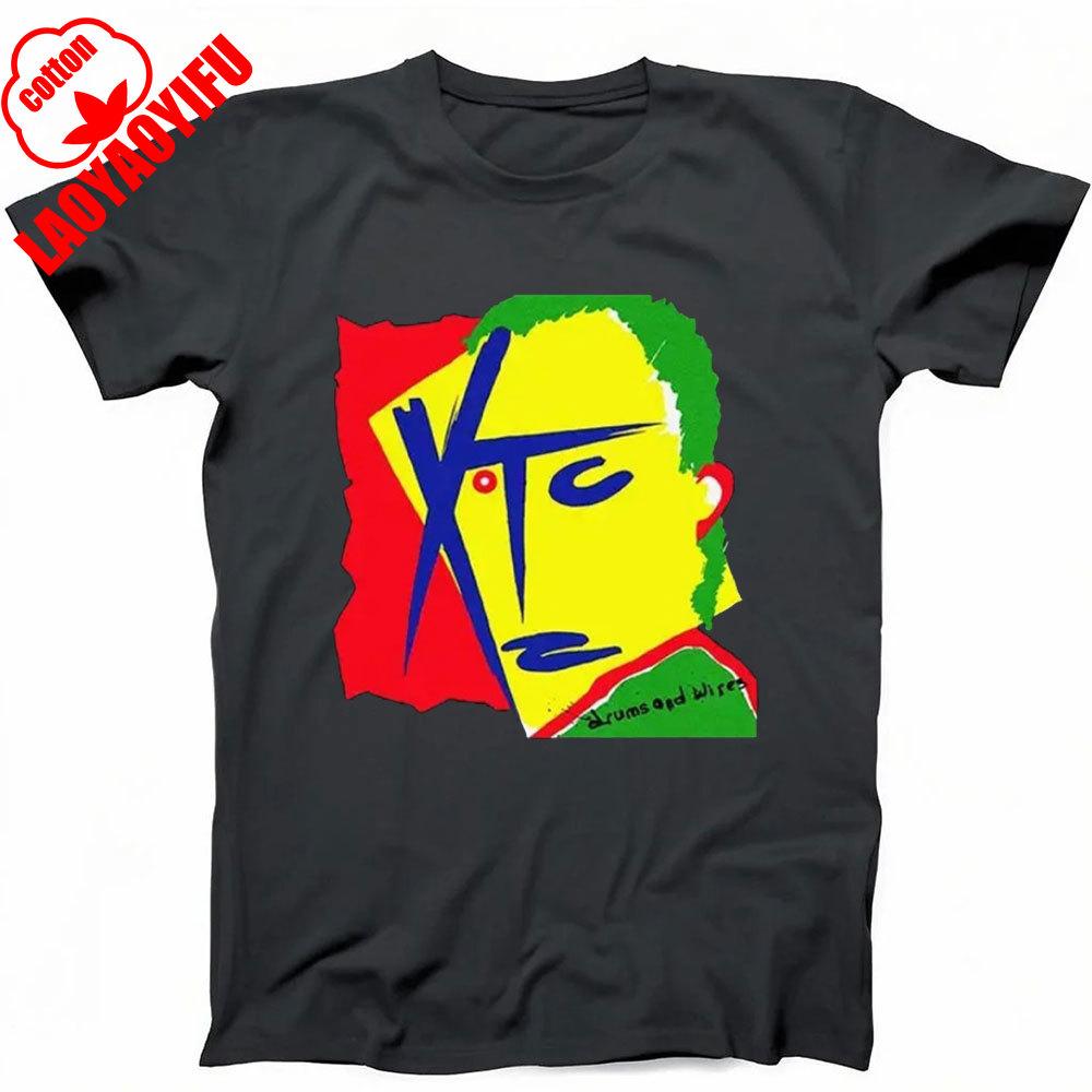 XTC Drums and Wires New Wave Rock Music Gift Black T Shirt Fashionable and Casual Combed Cotton Short Sleeved Round Neck T-shirt