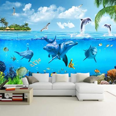 Unterwasserwelt 3D Wandbild Delphin Fototapete Wohnzimmer Schlafzimmer Dekoration Wandbild Tapete