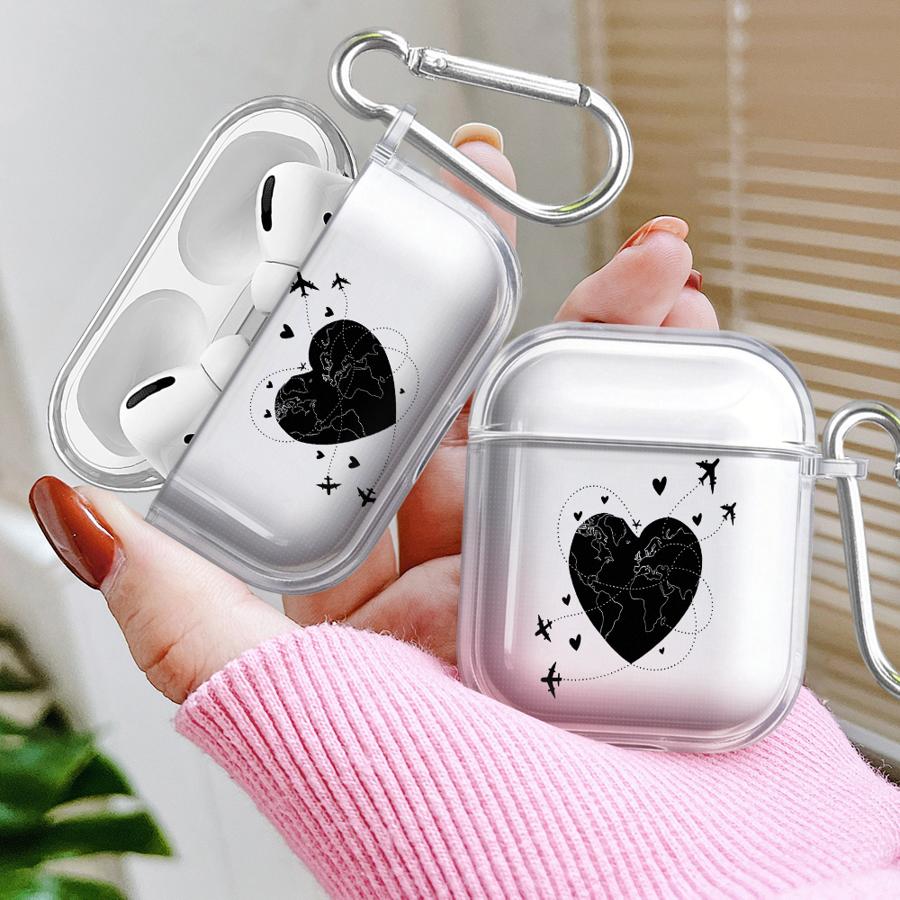 Case For Airpods Pro3 1 4 2 3 Pro2 Pro Clear Earphone Cases Cover Love Airplane Art