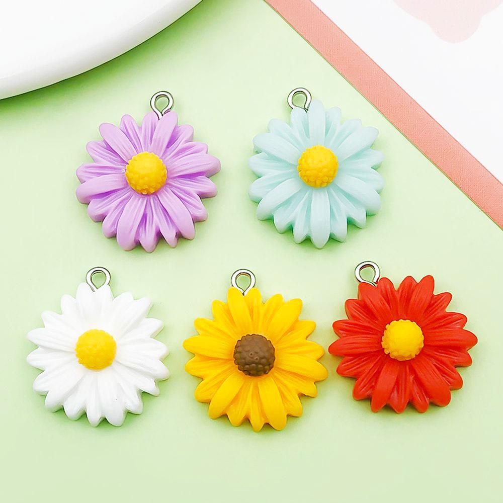 10-Color Resin Daisy Flower Charms for DIY Bracelets & Necklaces