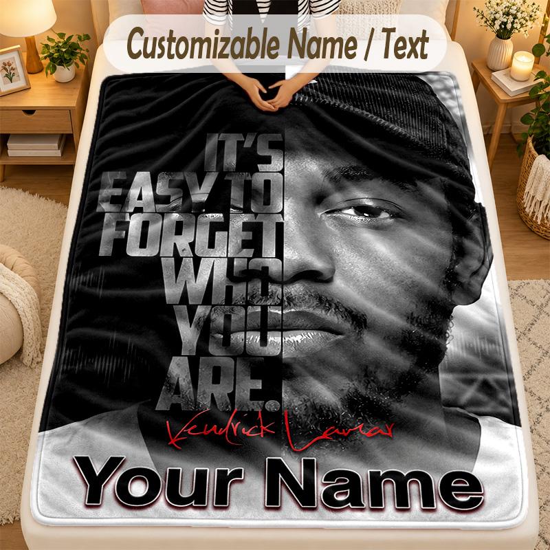 Flannel BlanketKendrick Lamar Custom Name Text Personalized Soft Warm Throw Blanket Home Decor Gift