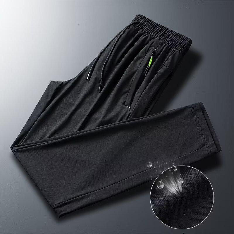 Ice silk mesh cool and breathable sweatpants men's summer thin green loose casual trousers