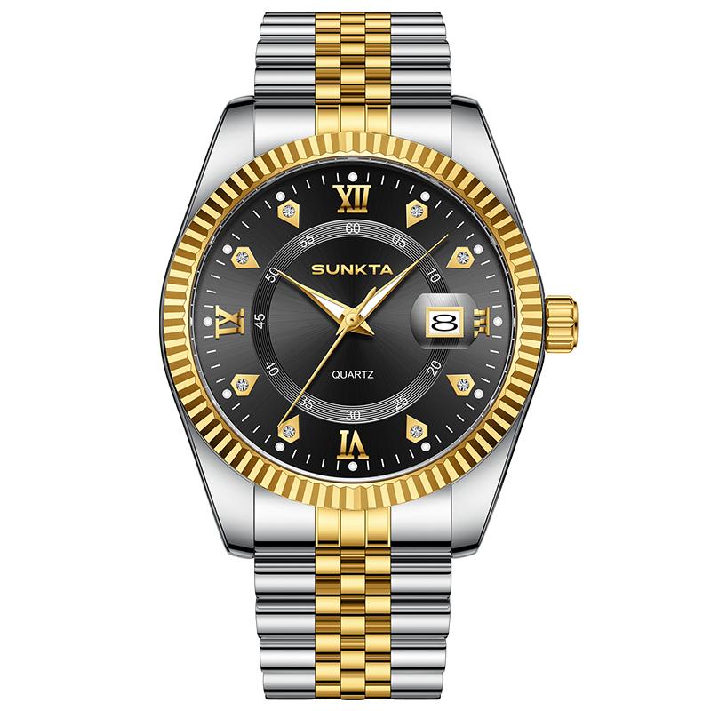 Sunkta Luxury Business Men Wristwatch Waterproof Luminous Date Military Man Watch Stainless Steel Fashion Men's Quartz Watches