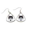 Husky Siberiano, Siberian Husky - Pendientes Con Foto Y Texto Geométricos Perro Art-Dog