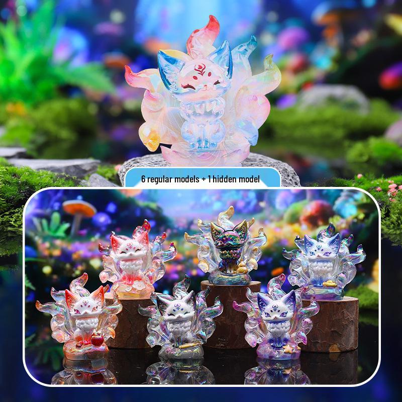 Qingqiu Nine-Tailed Fox Blind Box Figurine - Trendy New Year Gift & Desktop Decoration