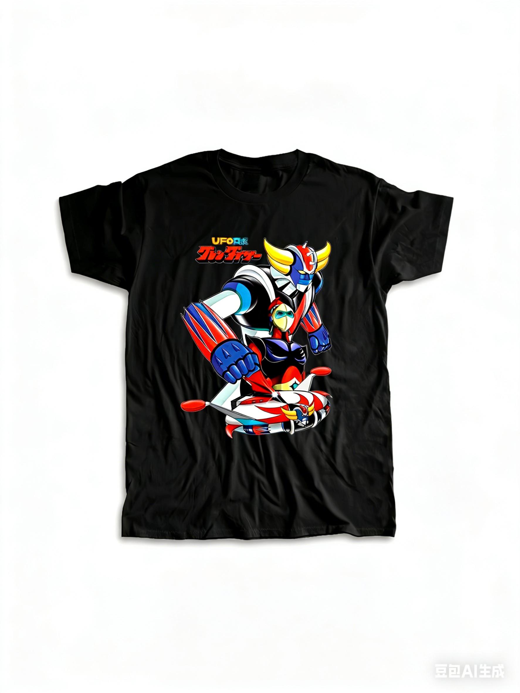 Men S UFO Robot Goldrake Anime Graphic Tee - Featuring Retro Japanese Manga Designs with Goldrake S Pilot And Robot in Action M
