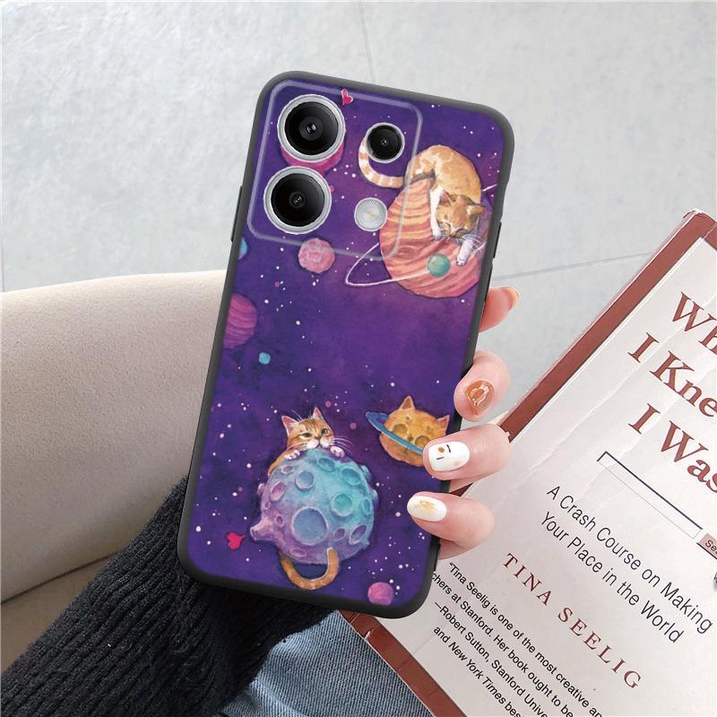 Husă de telefon din silicon moale, neagră, cu model de pisică, pentru aparatul foto Xiaomi Redmi, husă de protecție din cauciuc antișoc pentru huse Redmi Note 13 Pro 13C