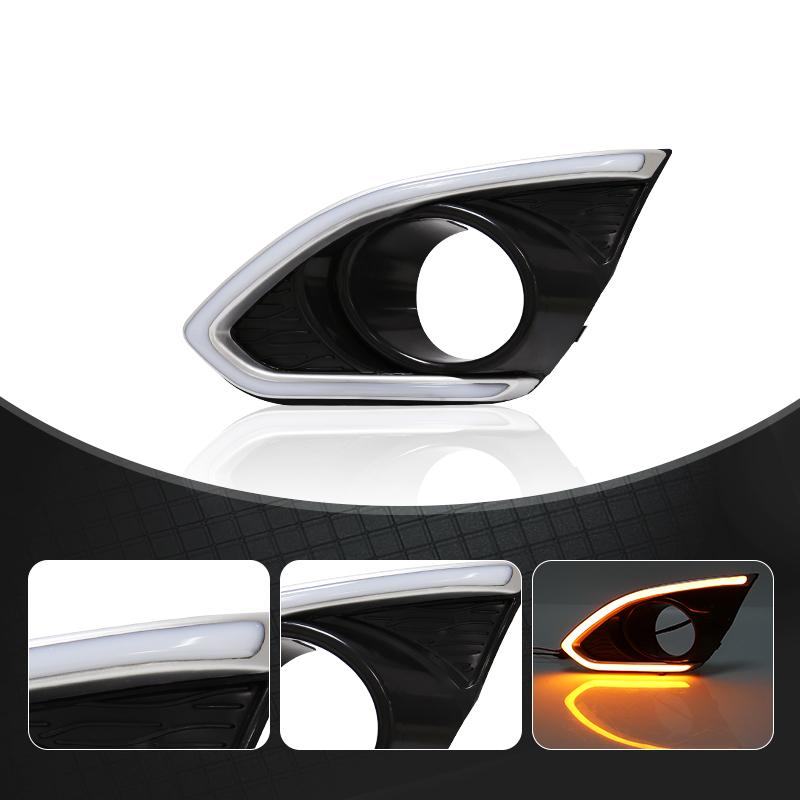 For Chevrolet Spark Chevy 2013 2014 2015 DRL Daylight Daytime Running Lights Fog Lamp Bumper f Dual Turn Signal Yellow White