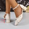 Fashion Elegant Diamond Buckle Strap Women'pumps Summer 2025 Pearl Pointed Toe Pumps Woman Casual Solid Shallow Women's High Heels