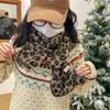 New Fashionable Leopard Pattern Lamb Wool Knitted Scarf For Women'S Winter Personalized Versatile Warm Neck