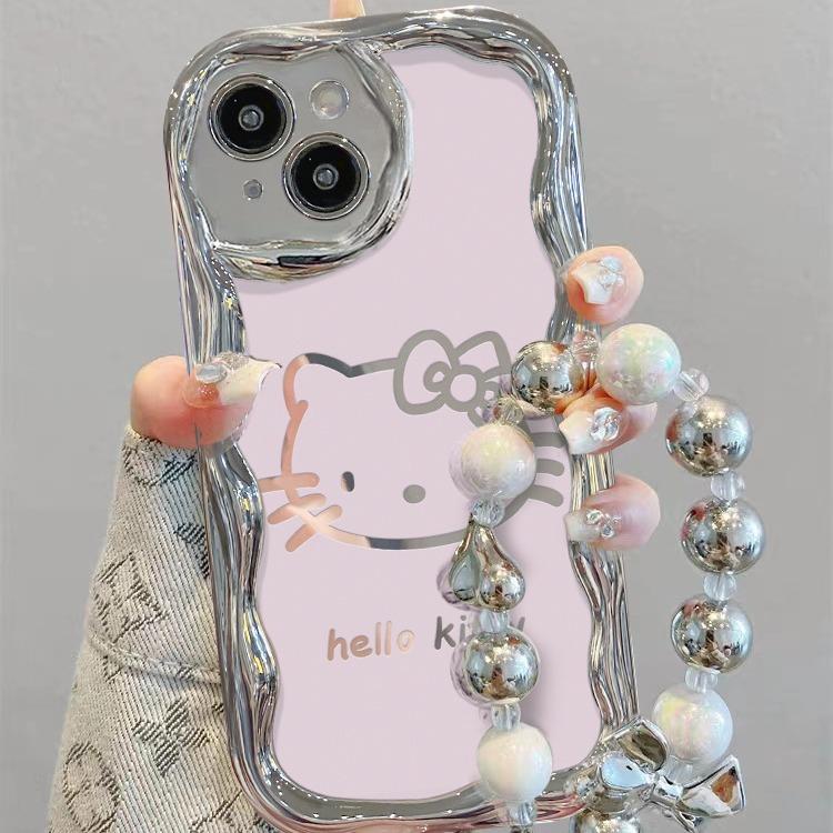Hello Kitty Bracelet Is Suitable for Apple 15 Mobile Phone Case Iphone14promax Electroplated Silver 13/12 Silicone Anti-drop 8.