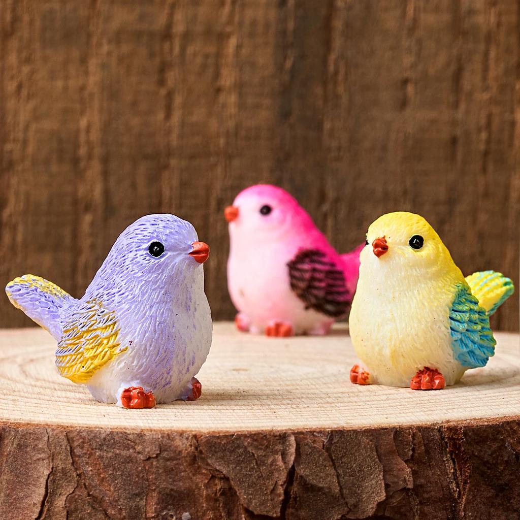 8pcs Miniature Bird Figurines Garden Decoration Animal Model Fairy Garden Moss Micro Landscape Artificial Little Bird Home Decor