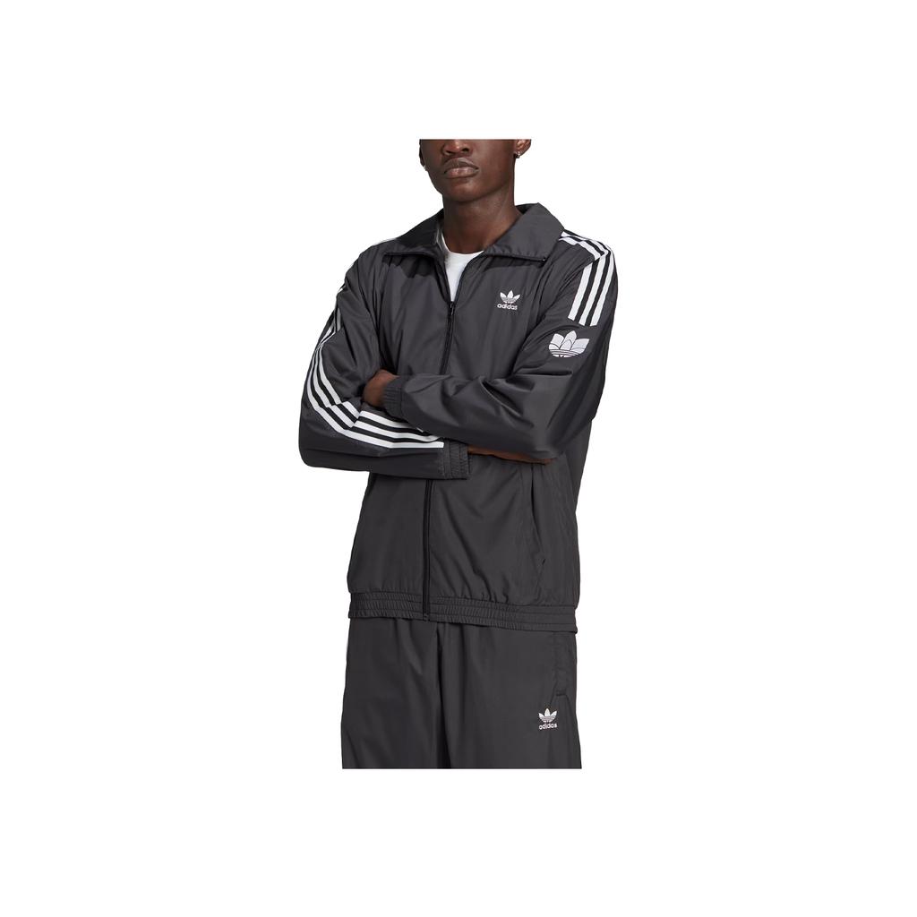 Adidas Logo Long Sleeve Striped Pattern Casual Sport Zip-up Stand Collar Jacket Men Jackets Black JM2716