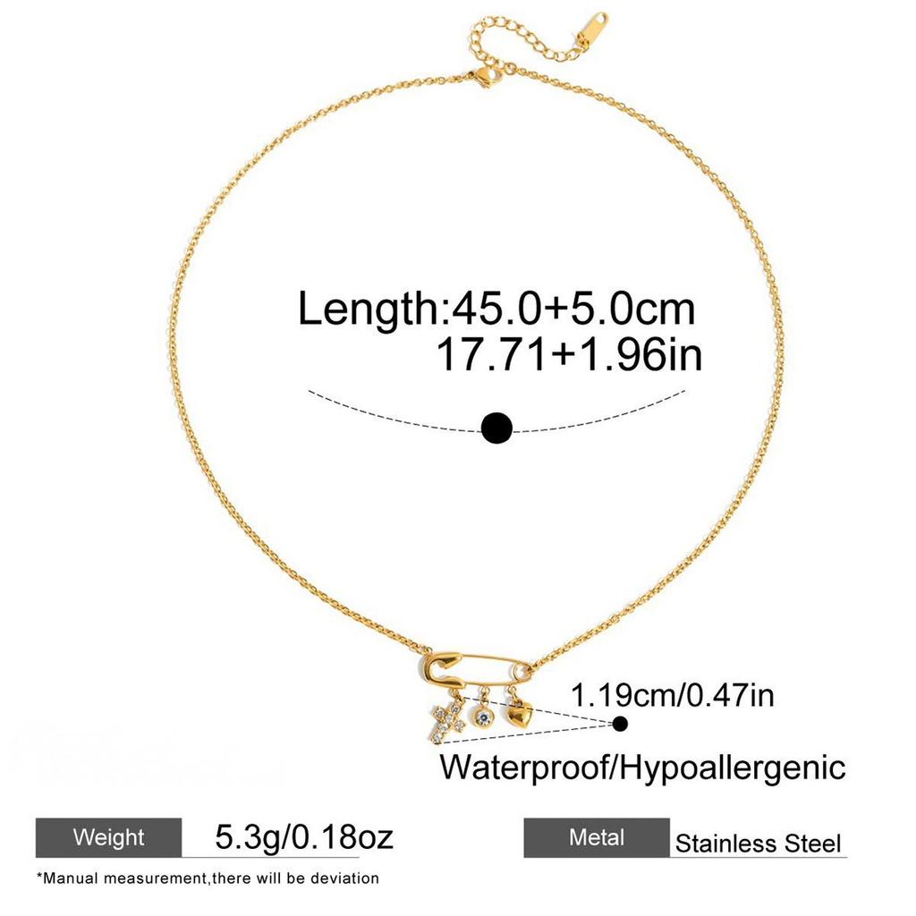 New Trendy Paperclip Titanium Steel Necklace Stainless Steel 18k Gold Corss Charm Necklace Jewelry for Women
