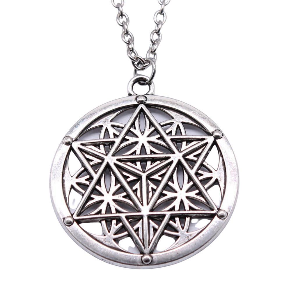 Blume des Lebens Heilige Geometrie Anhänger Antik Bronze Metall Jungen Halskette Trendiges Geschenk