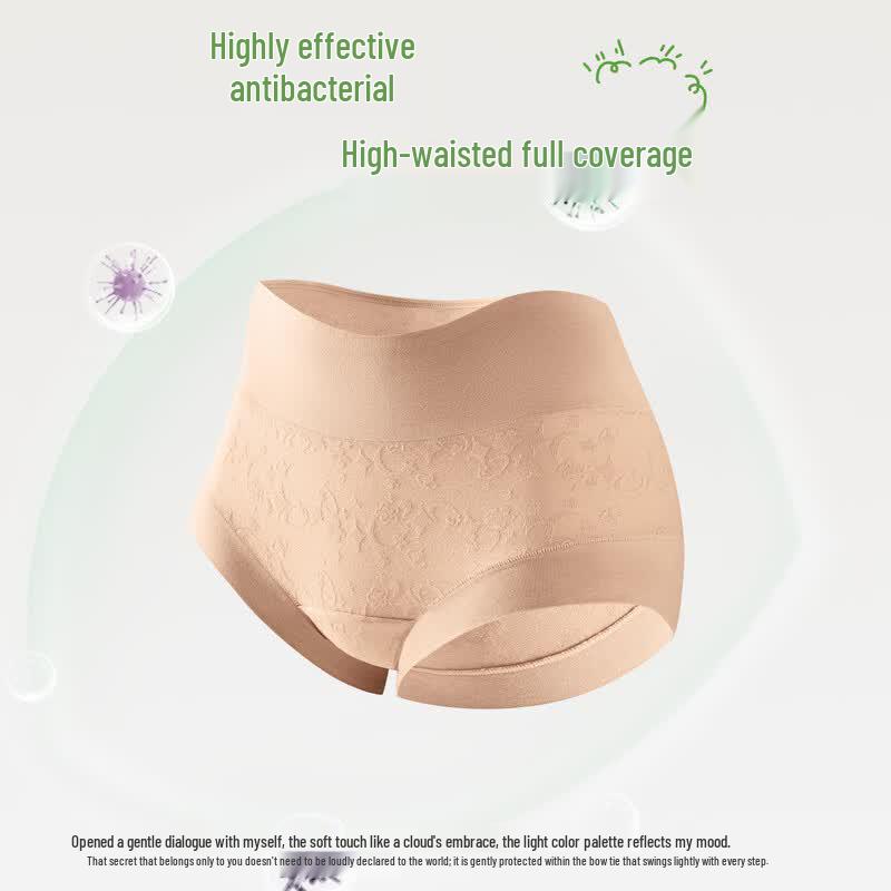 Nanjiren Women's High-Waist Tummy Control Antibacterial Cotton Boxer Briefs