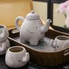 Japanese Tea Set Cartoon Elephant Shaped Porcelain Tea Set with 1 Teapot Set and 4 Tea Cups Ceramic Teaware