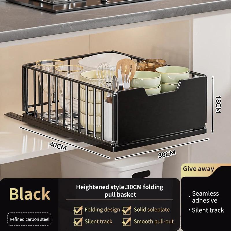 Kitchen Cabinet Pull-out Storage Baskets Organizer Adjustable Under Sink Spice Jar Holder Slide Out Drawer Bathroom Accessories