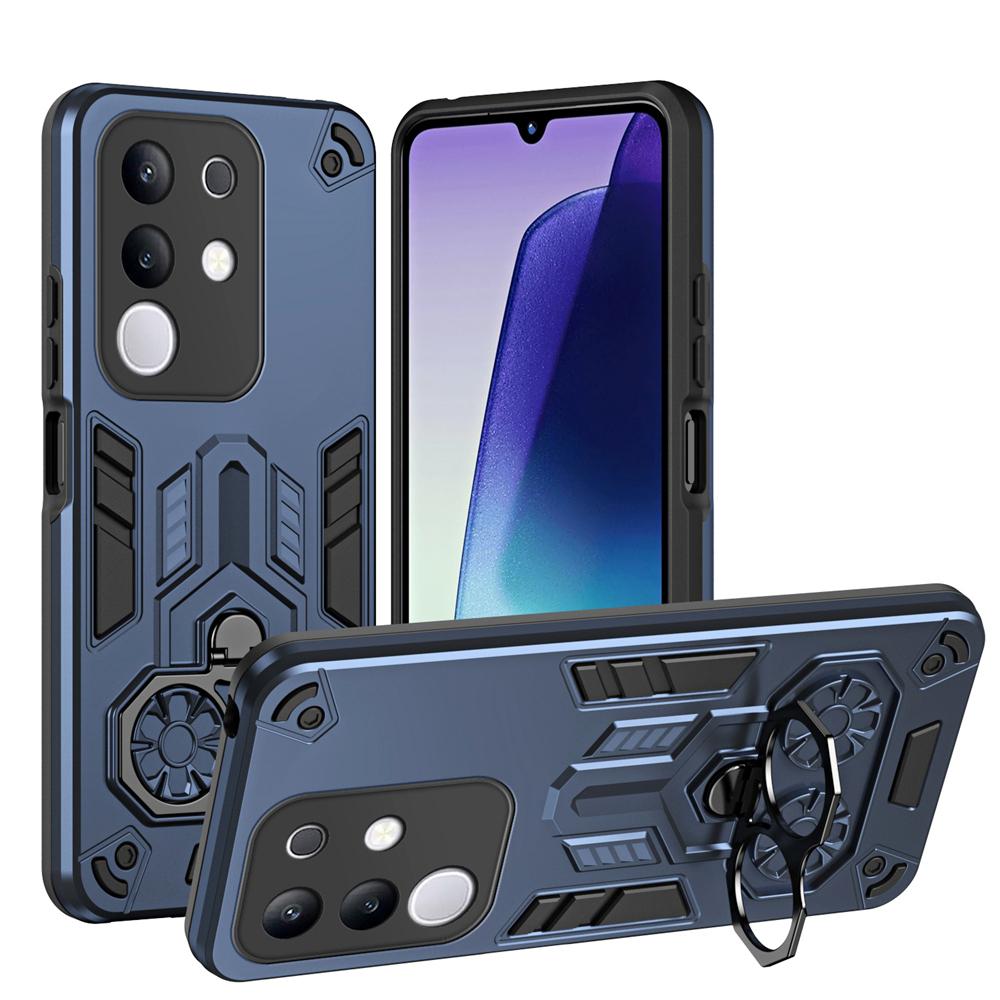 KEYSION Stoßfeste Panzerhülle für VIVO Y29 4G Weiches Silikon+PC Metallringständer Handy-Rückabdeckung für IQOO Z10X 5G