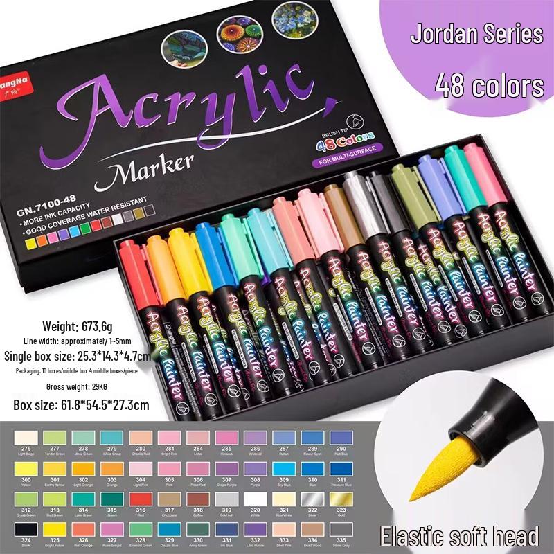 

100-цветные акриловые маркеры с мягким наконечником для DIY, граффити, журналов и рисования