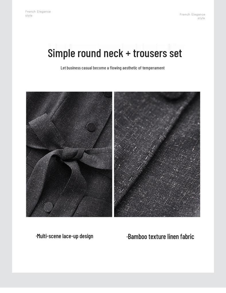 South Oil Fashion Linen Lace-Up Waistcoat & Wide-Leg Pants Set