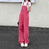Jean Donna Estate Stile Preppy Larghi Ragazze Rosa Pantaloni a Gamba Larga Tuta Coreana Casual Salopette in Denim Donna
