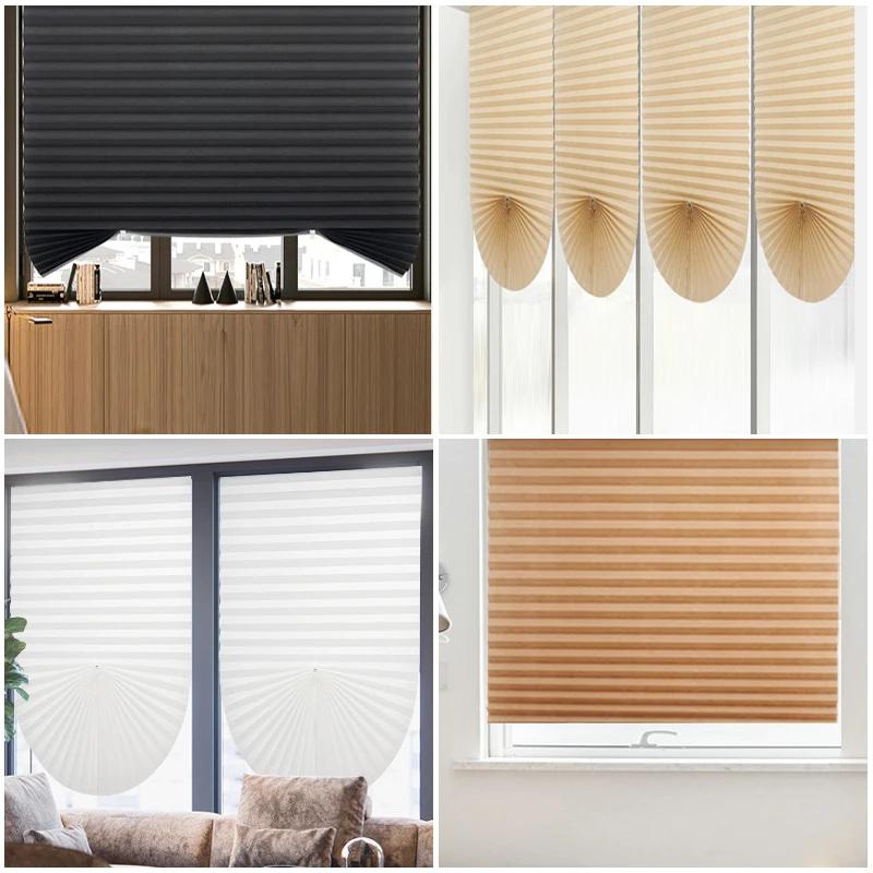 Pleated Window Blinds Temporary Window Shades Cordless Light Filtering Pleated Paper Shades Room Darkening Blind for Home Office