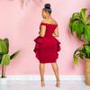 X6293 Fashion Women's Solid Color Sleeveless Ruffle Short Dress