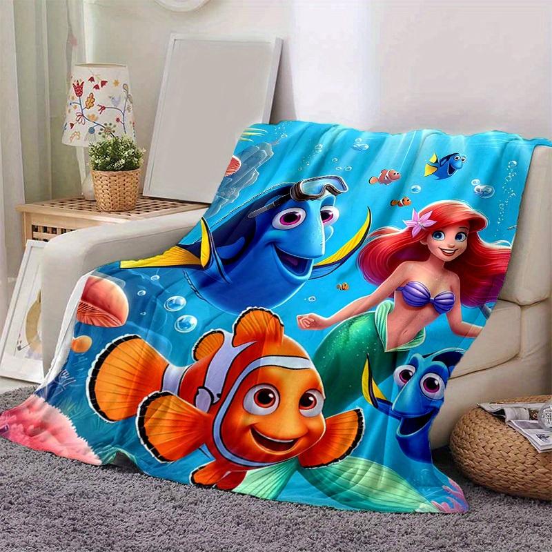 

1pc,Underwater Adventure: Mermaid & Clownfish Design Throw Blanket Home Decor, Couch Cover, Travel, Camping, Car Use, Office Nap, Gift Idea 80cmx120cm