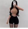 Elegant Slim Fit Sheer Long Sleeve High Neck Bodycon T-Shirt for Women - Korean Autumn/Winter Style