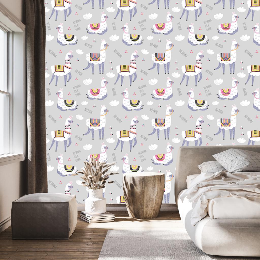 Clouds, animals, and llama wallpaper for living room and bedroom 50x1000
