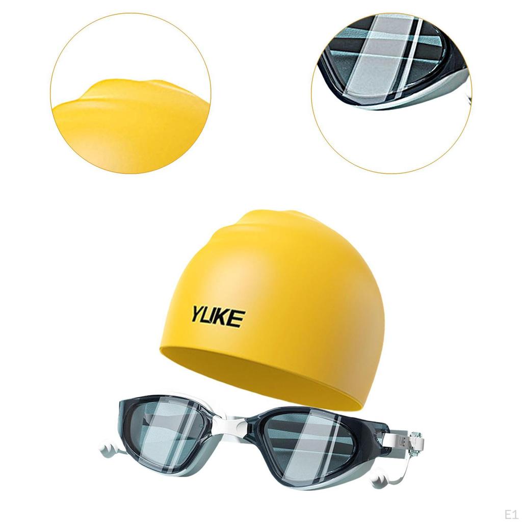 Schwimmbrille mit Badekappe Silikon Verstellbar für Damen und Herren Brille Nein
