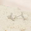 Platinum-plated Silver Earrings with Silver Needle Knot Ribbon (Wf7Fa77)