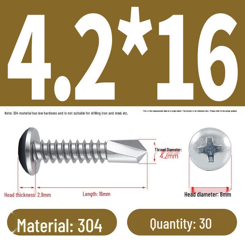 Stainless Steel 304 Phillips Round Head Self-Drilling & Tapping Screws, M3.9/M4.8/M5.5 Swallowtail Bolts