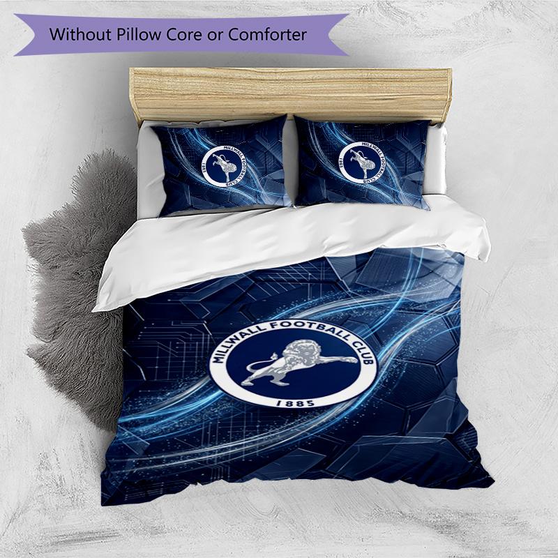 Millwall Football Printed 3 Pieces Bedding Set, Comfortable Skin Friendly Bedroom Duvet Cover Set