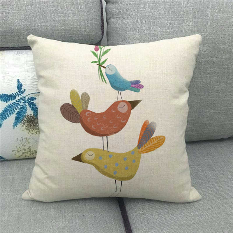 Cute Cartoon Bird Animals Digital Printing Short Plush Pillow Covers For Car Sofa Office Cushion Cover Home Goods 60X60Cm