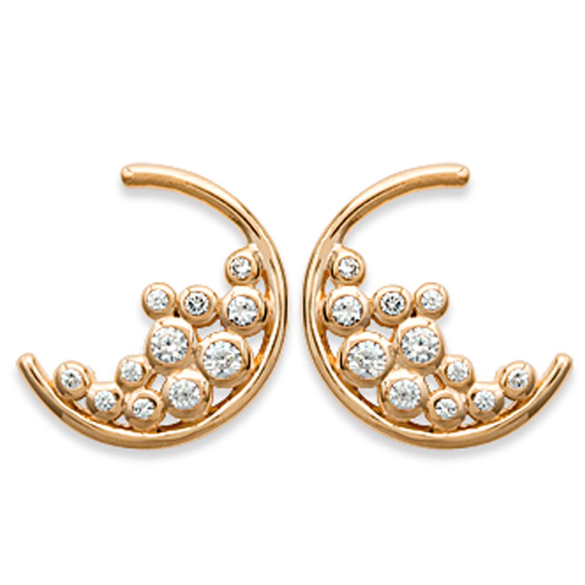 

Les Trésors De Lily [Q6636] - Позолоченные серьги «Луна», белое золото - 14x11 мм