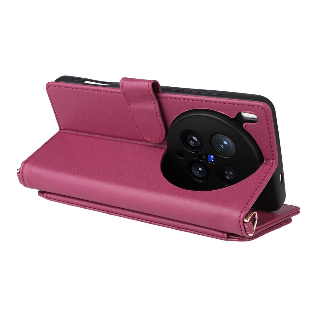 For Vivo X200 Ultra 5G Case with Shoulder/Wrist Strap Leather Phone Cover Stand Wallet